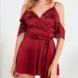 Urban Outfitters || Satin Burgundy Playsuit Romper